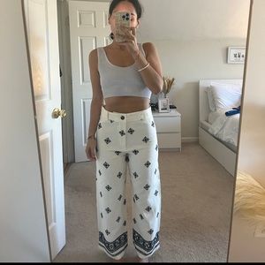 Zara white wide leg linen pants new